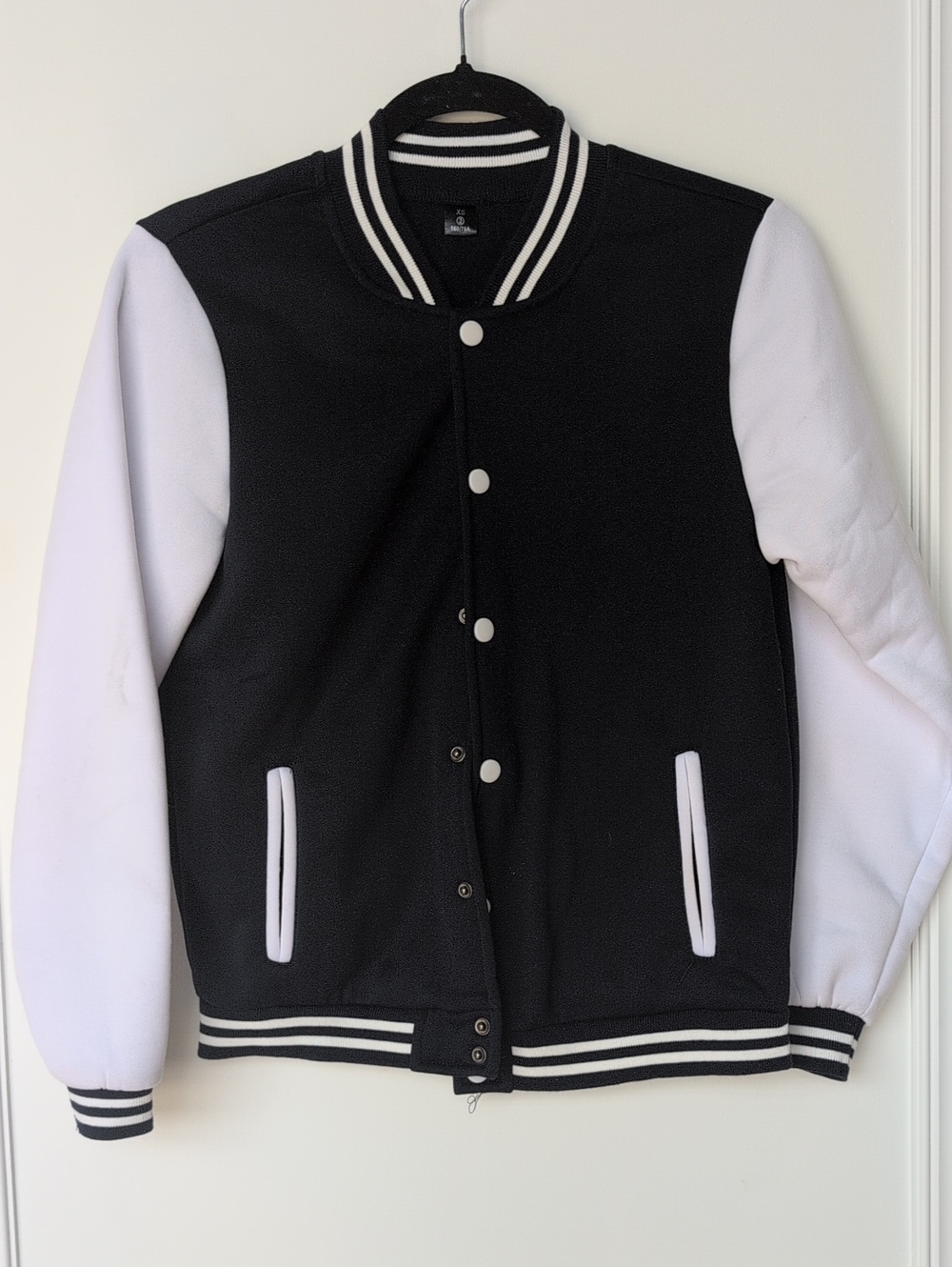 Classic Black and White Varsity Jacket - Women's